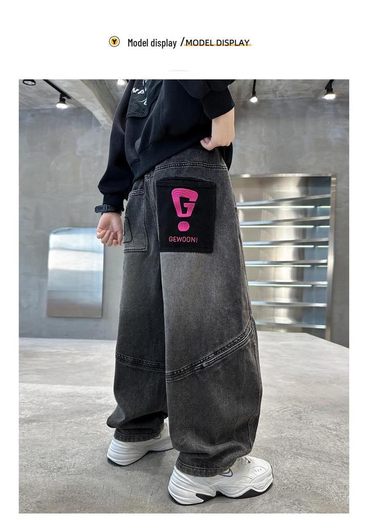Boys' Soft Denim Pants - 2025 Spring & Autumn Korean Straight Loose Style