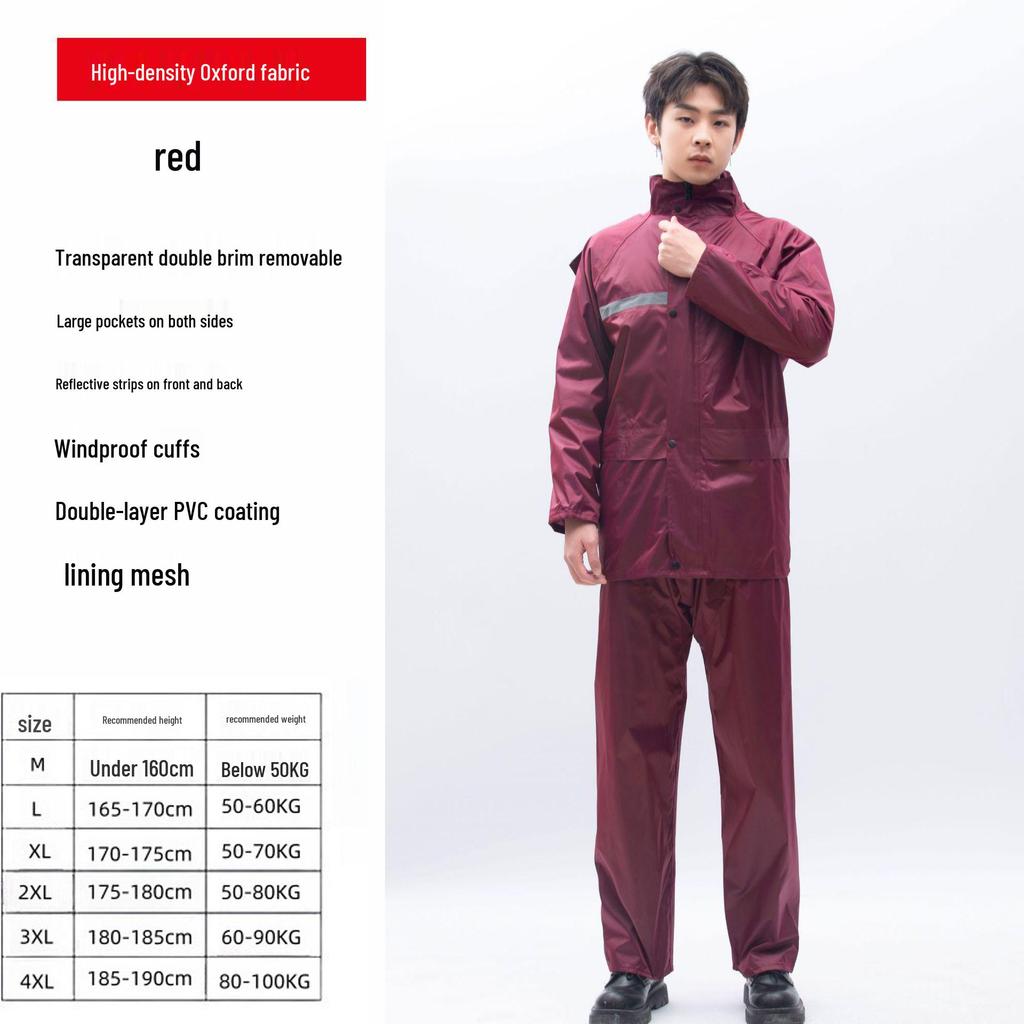 Reflective Raincoat and Pants Set for Electric Motorcycle Riding