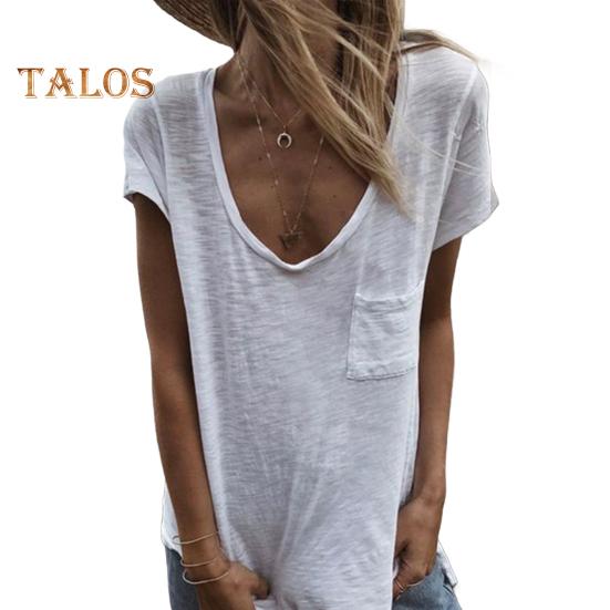 

Женская футболка с круглым вырезом, коротким рукавом, накладным карманом, однотонная свободная футболка, тонкий пуловер, топы на каждый день L белый