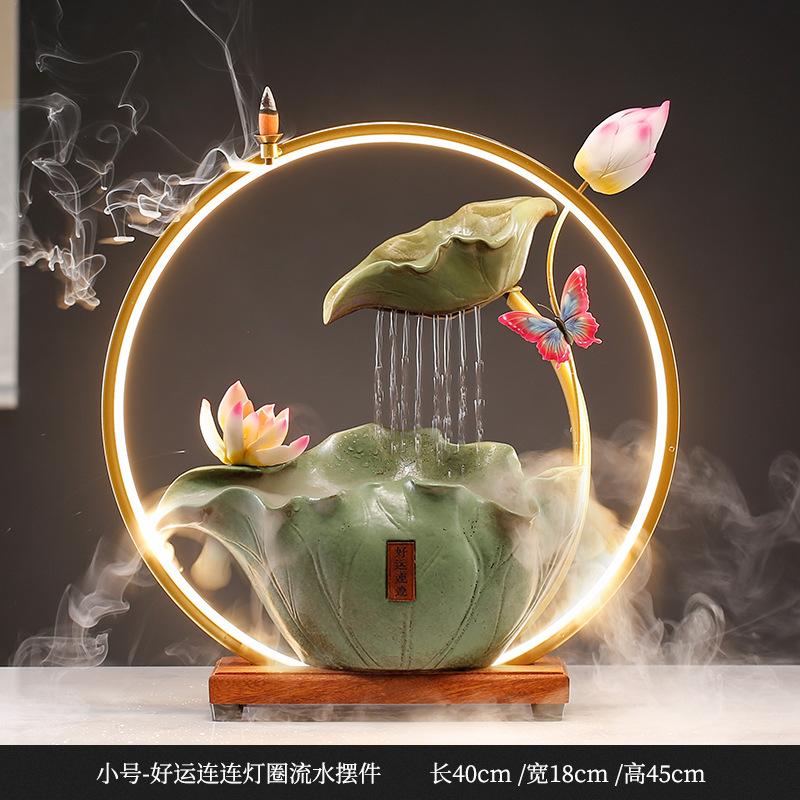New Chinese Style Fortune Water Circulating Water Living Room Office Desktop Decoration Atomized Gift Home Decoration
