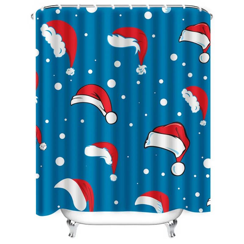 GAETU Bathroom Curtain Christmas Santa Claus Holiday Festive Shower Curtain Waterproof Modern Decor Xmas Pattern Home Textile