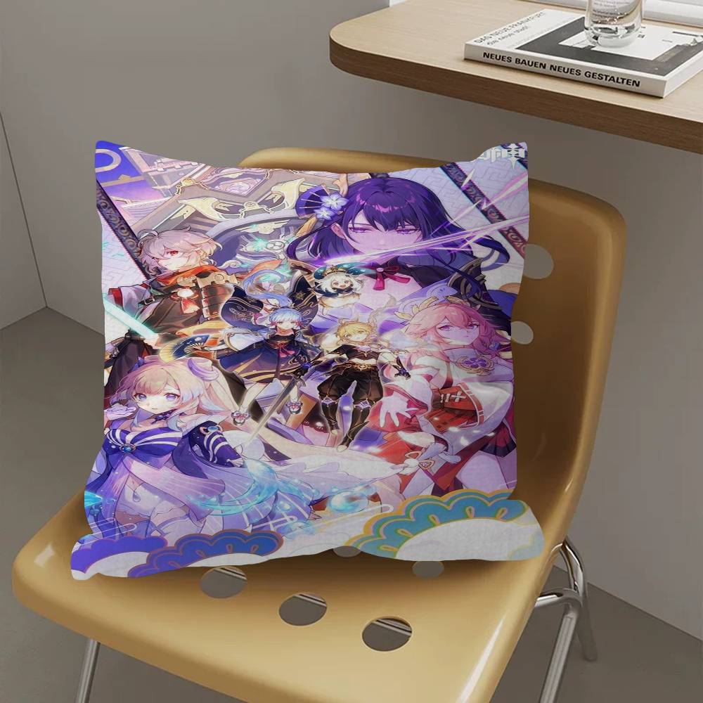 Genshin Impact Scroll Canvas Painting Pillow Anime Pillow Sofa Bed Head Pillow Cover Cushion Cover x cm Fashion