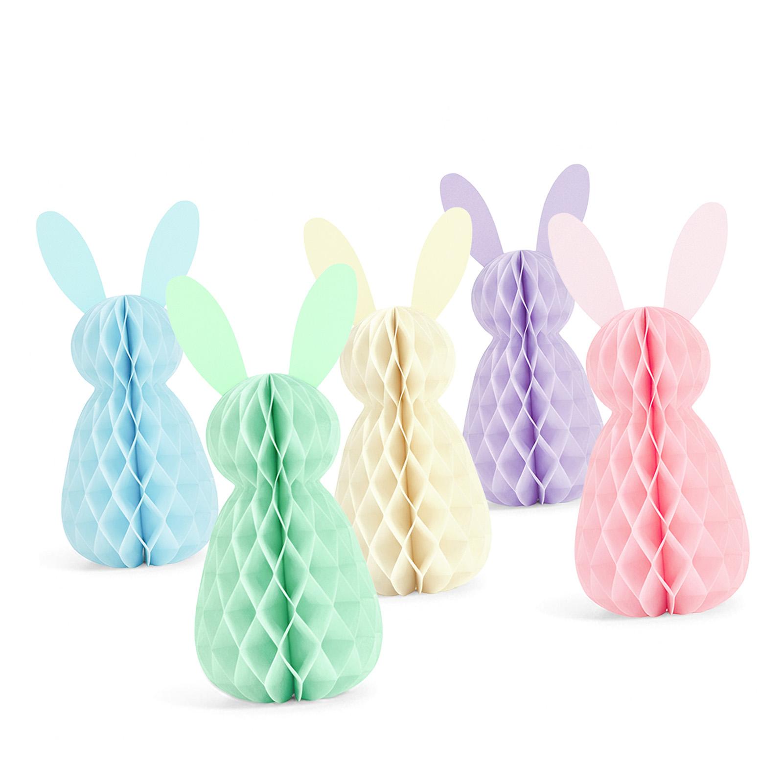5Pcs Easter Hare Honeycomb Hanging Ornament Foldable Paper Honeycomb Decoration for Wall Ceiling Tree Garden Decoration 1