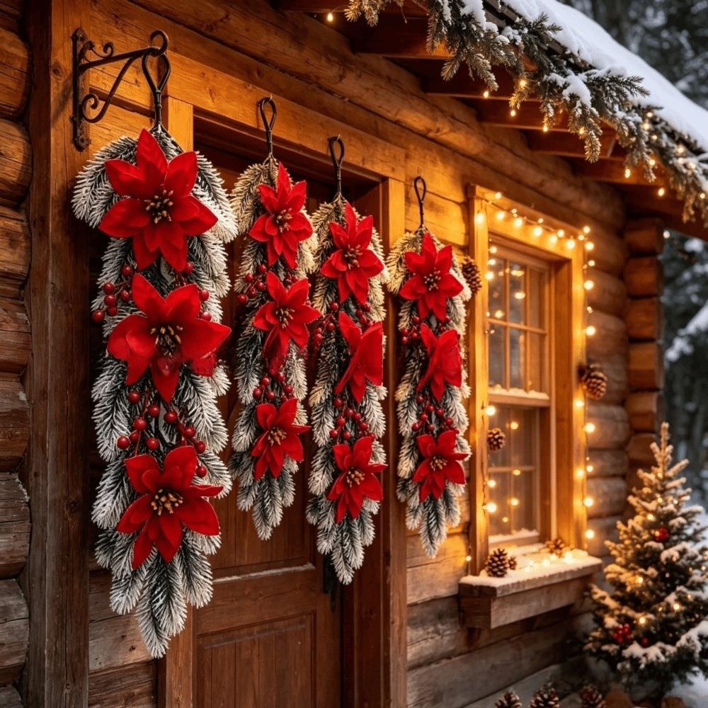 Faux Flower Artificial Pine Branch Wall-Mounted Hanging Ornament Christmas Hanging Vine Home Party