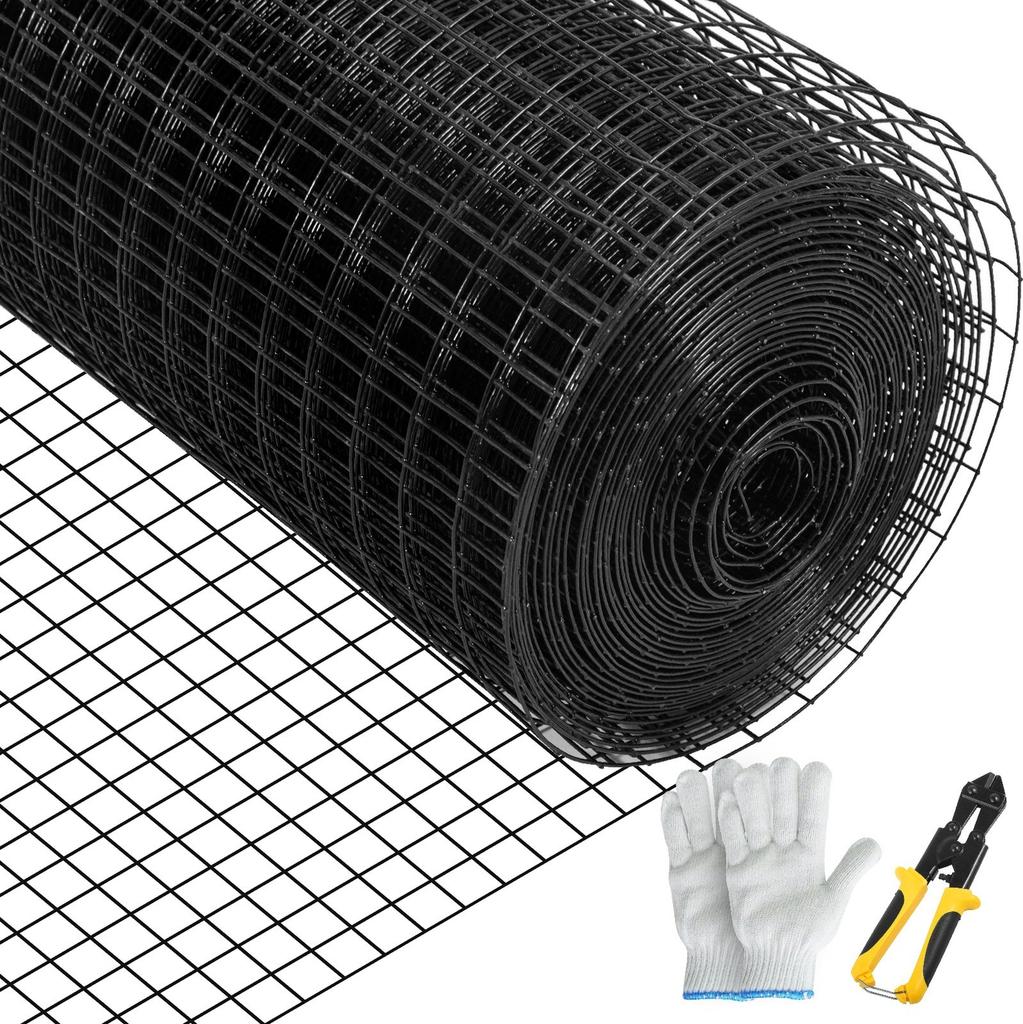Hardware Cloth, 36\" x 50\' & 1\"x1\" Mesh Size, Galvanized Steel Vinyl Coated 16 Gauge Chicken Wire Fencing with A Cutting Plier & A Pair of Fabric