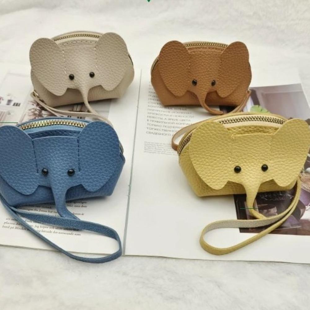 Τσάντα Ελέφαντας από PU Vintage Κούμπωμα Φερμουάρ Τσάντα-Πορτοφόλι Κρεμαστό Μονόχρωμη με Αποθήκη για Ψιλά Κραγιόν Τσάντα με Φερμουάρ για Έξοδο