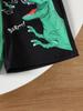 Boys Summer Clothes Set Dinosaur ROAR Print Color Block T-shirt Shorts 2Pcs Toddler Kids Breathable Sporty Casual Outfit