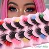 High Imitation Mink Hair Colored False Eyelashes Simulation Dense Curl 8 Pairs Of Eyelashes