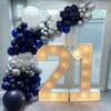 Navy Blue Silver Balloons Arch Kit 130 PCS Navy Blue Balloon Garland With White Silver Confetti Latex Balloons Different Sizes For Graduation Rugby