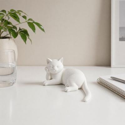 Statua di Gatto Stampata in 3D, Piccola Statuetta di Gatto che si Copre il Viso, Scultura di Animale Carina per Decorazione Scrivania Ufficio, Regali per Amanti dei Gatti