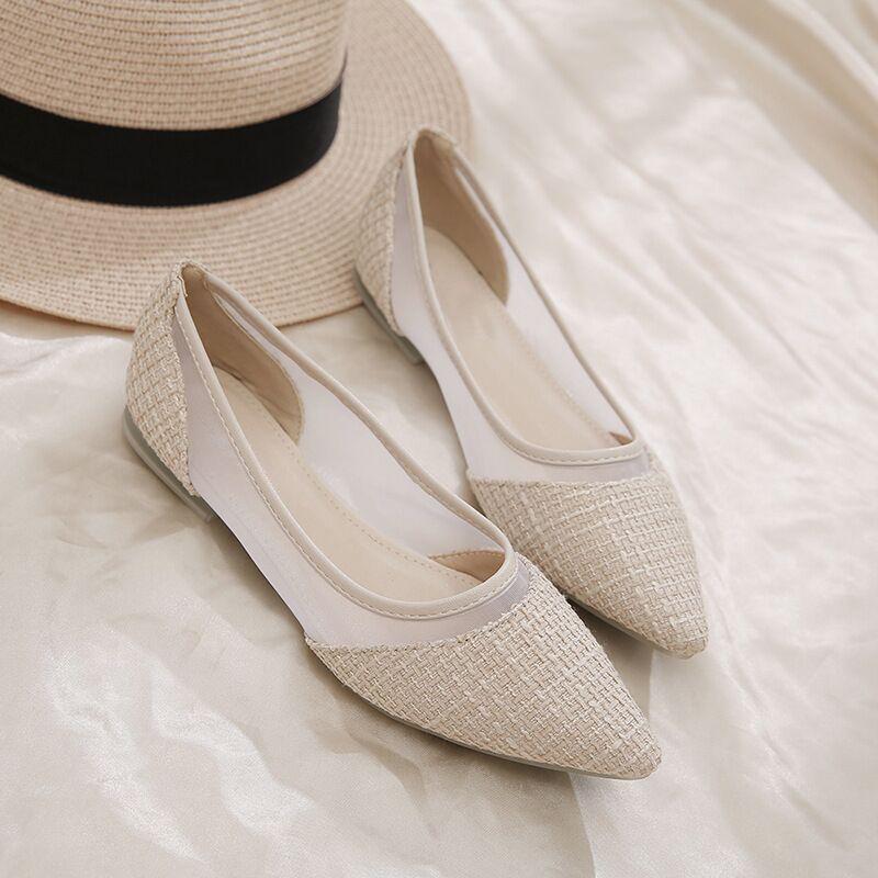 Pointed Toe Shoes for Woman 2025 Women's Summer Footwear Office Flat Flats Black Lastest E Vacation Chic Point Elegant Wholesale