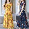 Rochie de vară elegantă cu imprimeu floral, cu mâneci scurte, gât rotund, talie strâmtă, fustă plisată amplă, croială A-line midi, îmbrăcăminte pentru femei