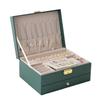 Double-Layer Leather Jewelry Box with Lock for Earrings and Handcrafted Accessories