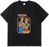 Rainy Day Fun Personality Harajuku Print Summer Short-Sleeved Thin Cotton Loose Casual Sport Men Oversized T-Shirt Trend Black
