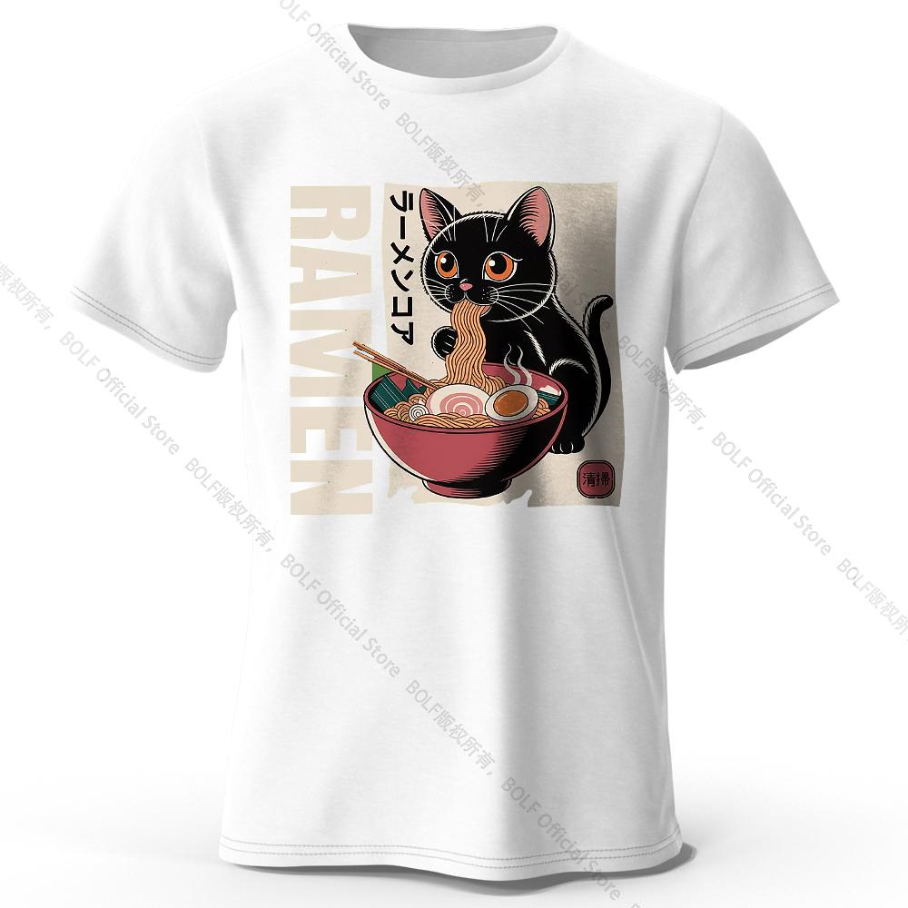 Men's Ramen Printed T-Shirt 100% Cotton Oversized Japanese Graphic Tees for Women Summer Tops Noodle Streetwear