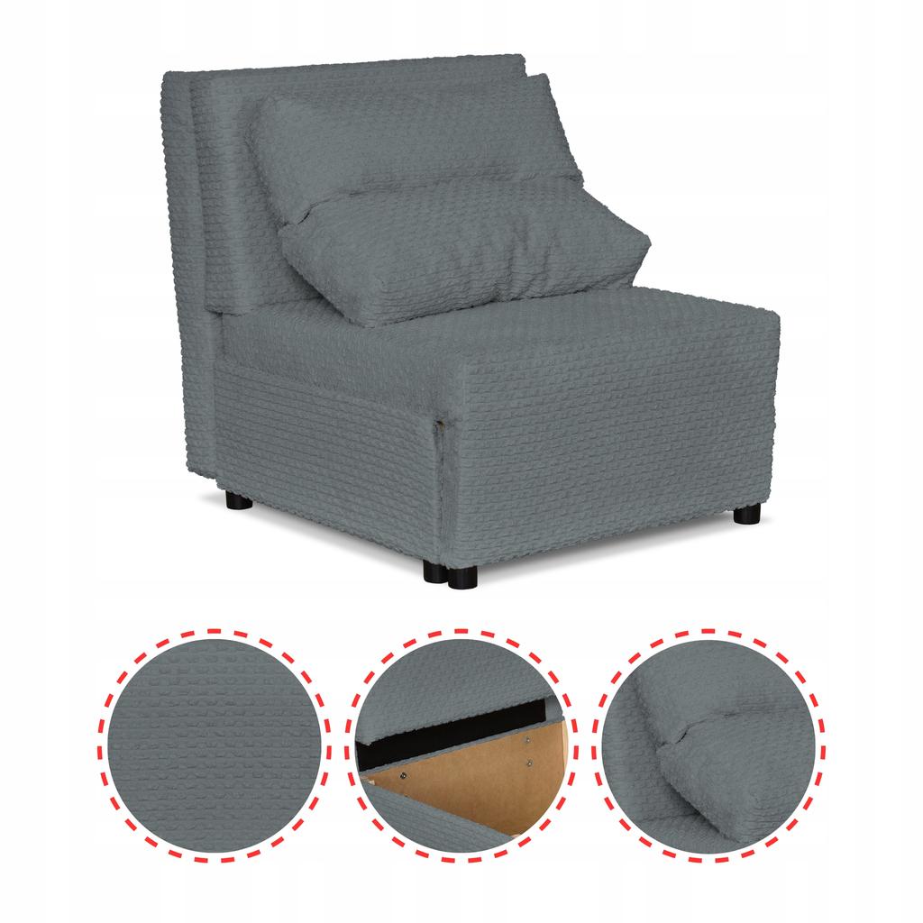 Fold-out Armchair Sleeping Function KIMO Bedding Container Family Furniture Grey