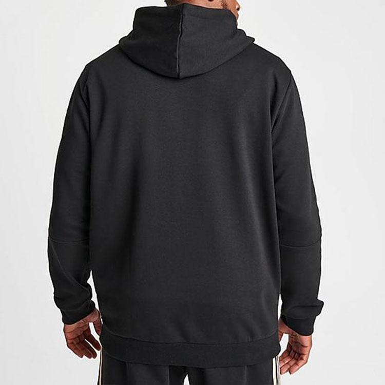 Adidas Originals Logo Stripe Hooded Pullover Long Sleeve Sweatshirt Men Sweatshirt Black IS2579