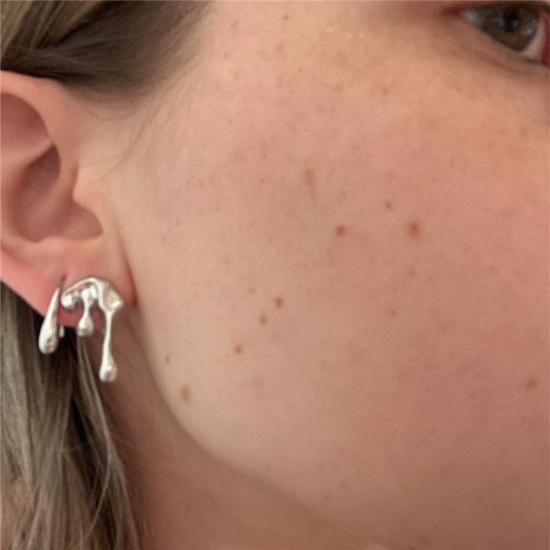 Fashion Sliver Color Water Drop Earrings For Women Vintage Punk Metal Irregular Personality Earrings Jewelry
