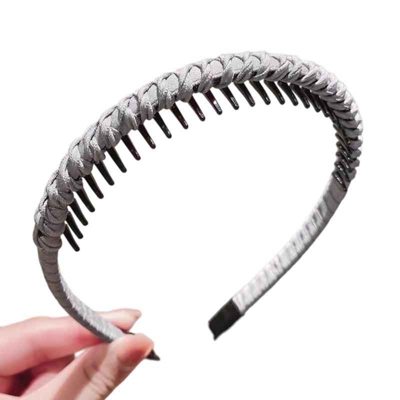 NonSlip Resin Cotton Hair Band For Women Workouts Spa Face Washing Secure Grip With Teeth Elastic Thin Headbands Multiple Color