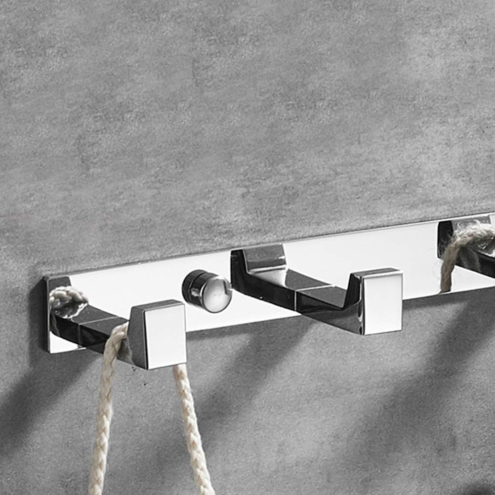 Brass Chrome Coat Rack Wall Mounted with Hooks, Modern Heavy Duty Coat Hook Rail, Robe and Towel Hooks Rack for Bathroom, Entryway, Mudroom, Hats