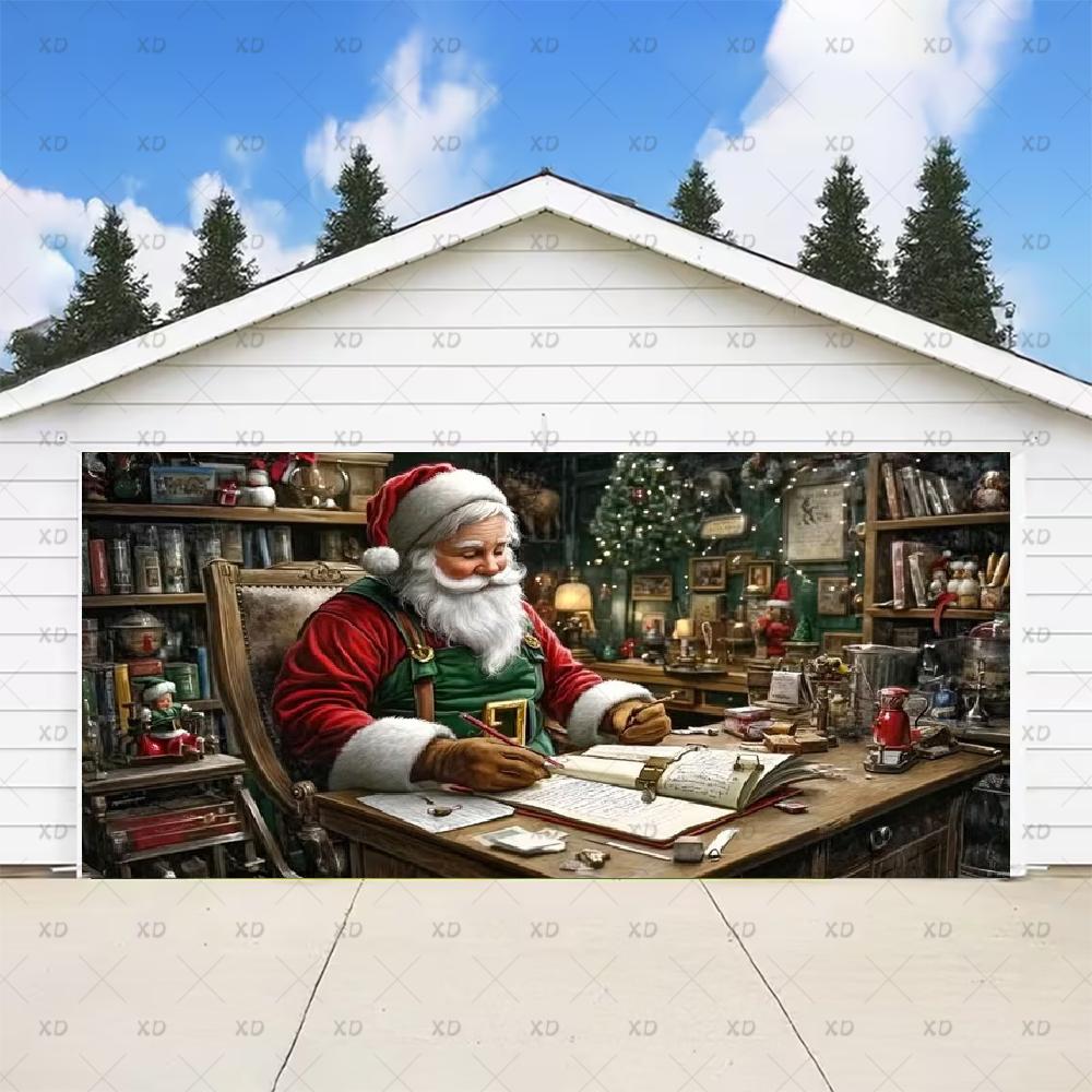 Classic Christmas backdrop for a large garage door, New Year's party backdrop, winter scene, decorative banner47