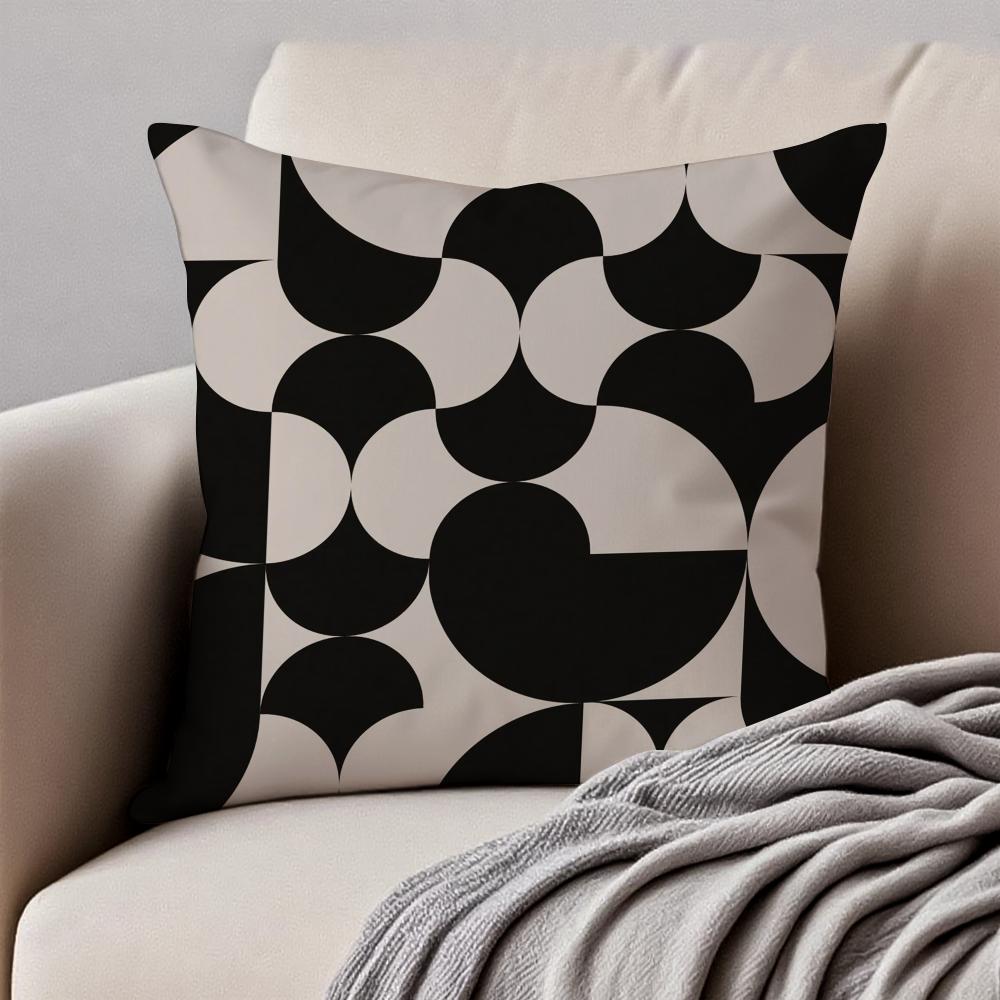 Reduced geometry Cushion Cover Pillowcase Antidustmite Invisible Zipper Short Plush Sofa Cushion
