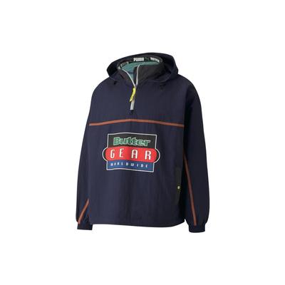 Butter Goods Collaboration Large Logo Print Woven Half-Zip Jacket Men Jackets Blue 534055-84