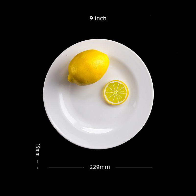 Bílé melaminové tácy na steaky, kulaté talíře, západní jídlo, talíř, svačina, snídaně, večeře, jídelní soupravy, hotel, domácnost