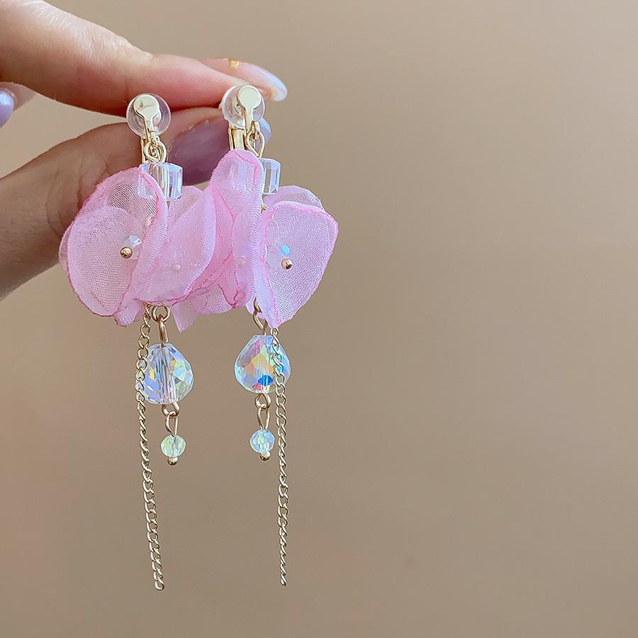 Silver Needle Resin Flower Tassel Earrings: Vintage, Versatile, Light Luxury Fashion Jewelry for Women