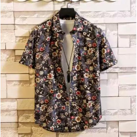 Summer Teenage Beach Vacation Floral Shirt Men's Short Sleeve Hawaiian Shirt Casual