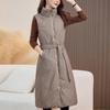 Fashion Winter Women's Long Warm Vest Hooded Can Be Worn On Both Sides Thick Sleeveless Jackets Woman Coat With Belt