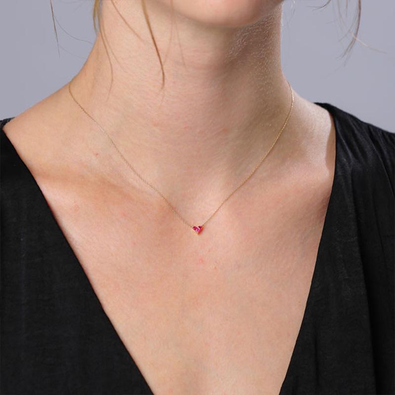 Mystic Ruby Heart Women's Necklace - Elegant, Simple, and Versatile Design