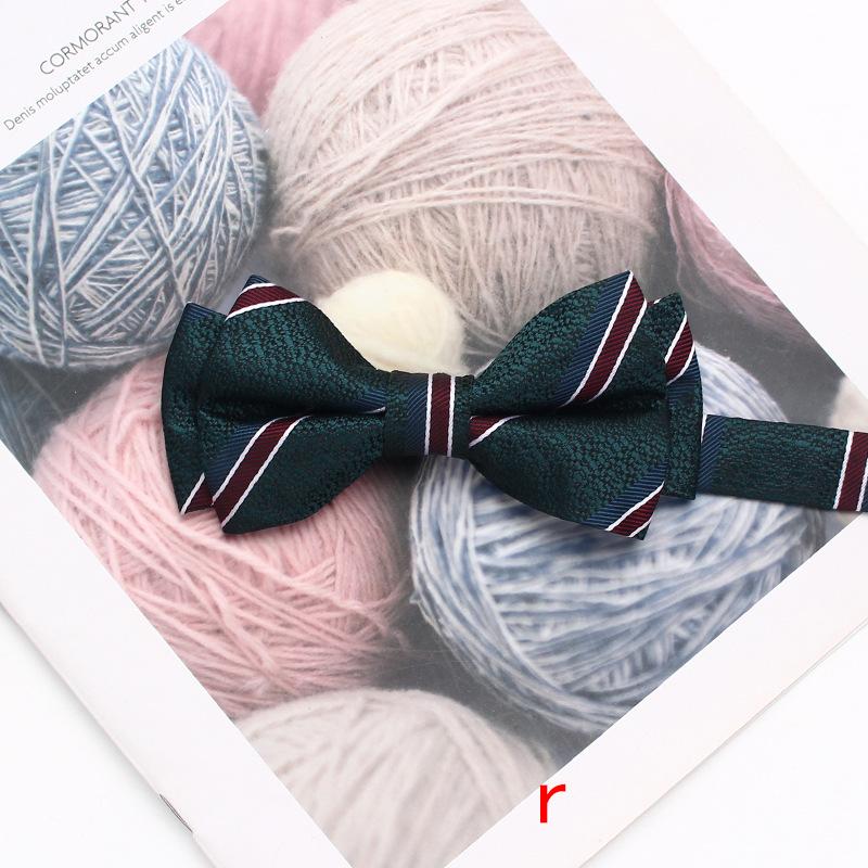 Färgvävd Jacquard Herrfluga 6cm Dubbellager Randig Liten Blomma Affärs Retro Kostym Skjorta Fluga