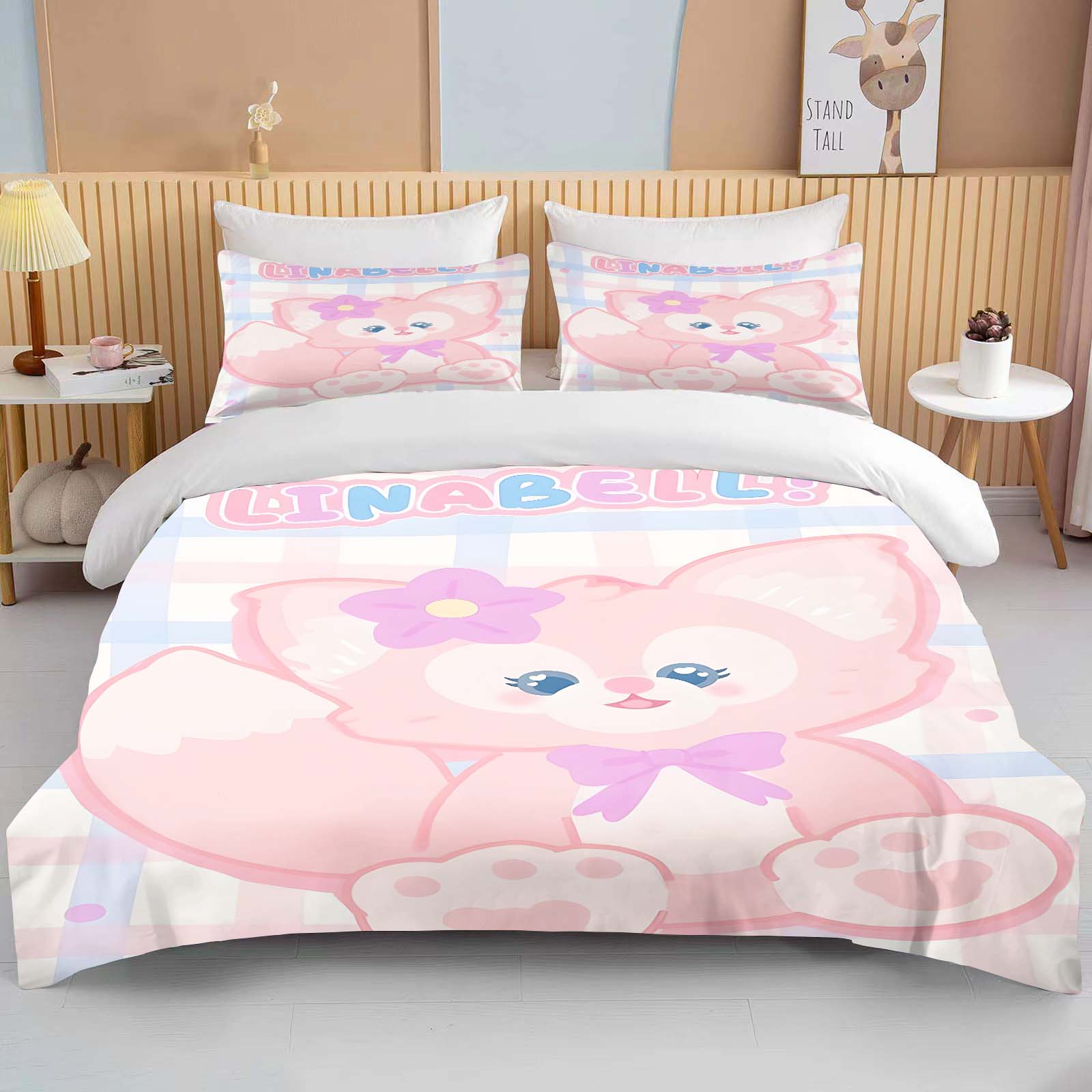 

10 Size Disney Duffy and Friends Printed Bedding Set Cartoon Microfiber Bed Set Pillowcase Adult Bed Cover Bedroom Bed Set Duvet EU Twin 135X200cm