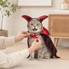 1 Set Gothic Devil Pet Clothes, Adjustable Devil Horn Headband Bat Print Cloak, Halloween Dog Devil Costume Set for Cats Dogs Party Outfit Cosplay