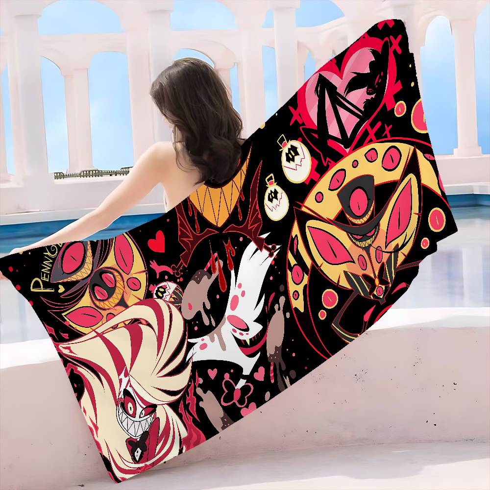 

HazbinS H-Hotels Beach Towel Colorful Bath Towels For Girl Microfiber Quick Dry Sand Free Beach Yoga Spa Gym Pool W30*H60(CM)
