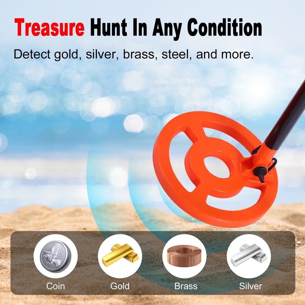 Kids Metal Detector Kit, Portable Detector with 2 Inch LED Screen, 6 Coil, Includes Shovel and Rake, Outdoor Adventure