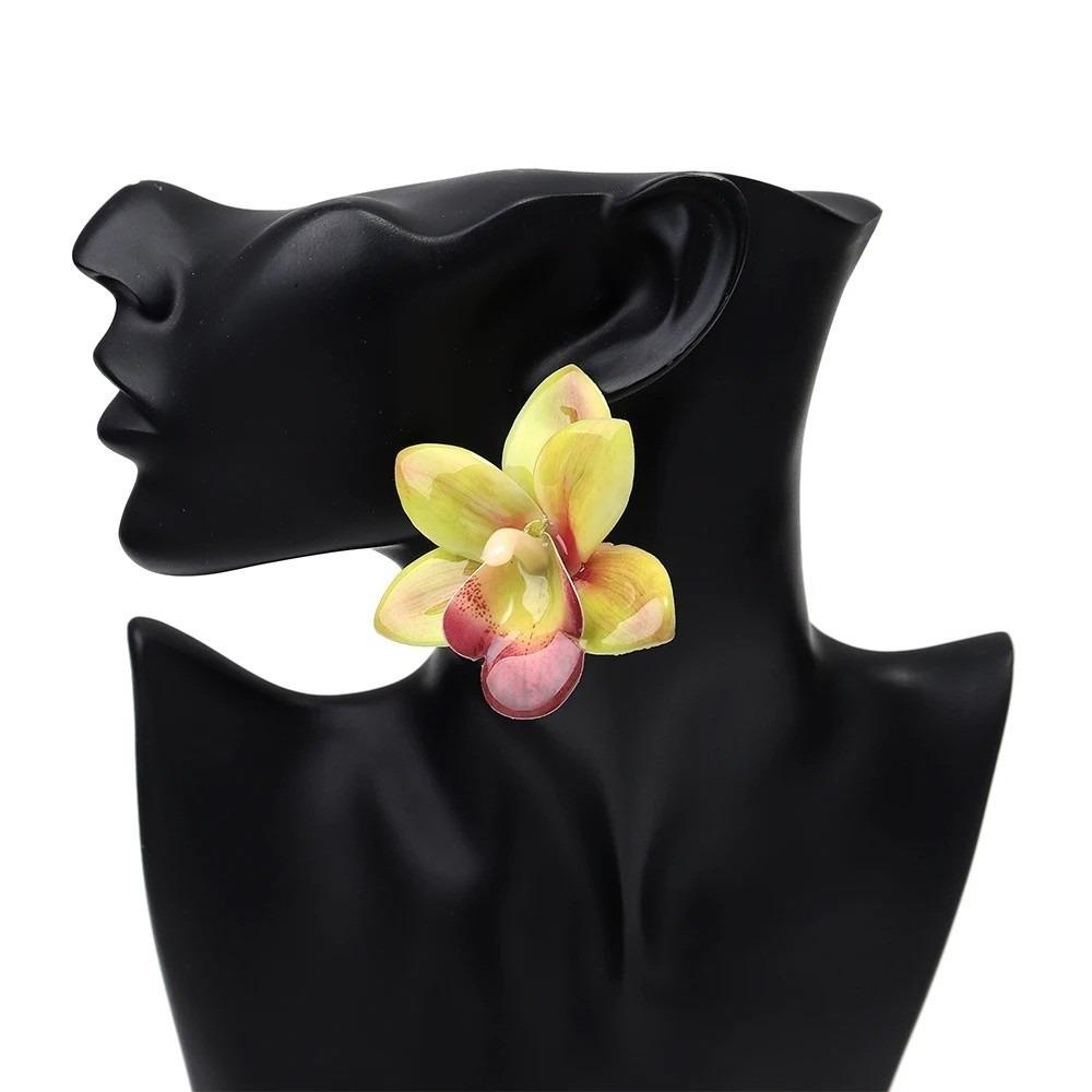 1 Pair Exaggerated Design Resin Petal Earring Elegant Boho Earrings  Women Accessories