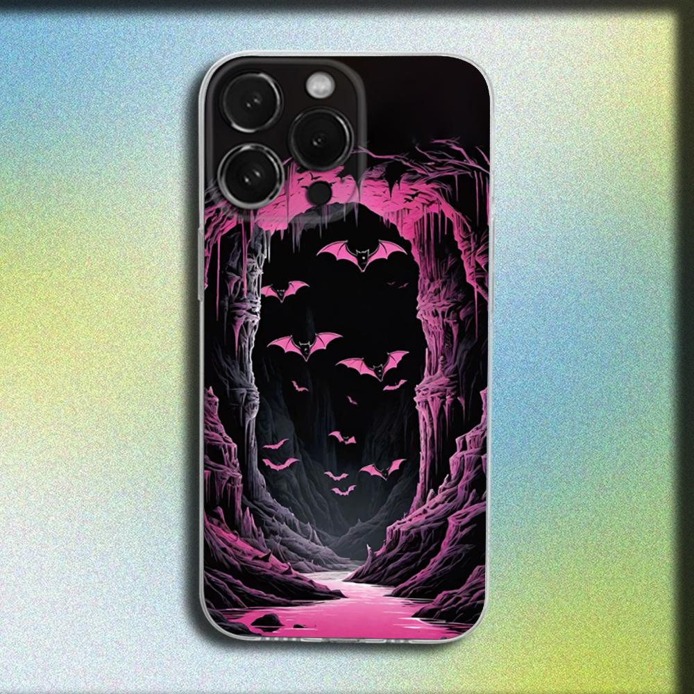 Goth Vampire Bat Gothic Phone Case For iPhone 16,15,14,13,12,11 Plus,Pro,Max,XR,XS,X,Plus,SE,Mini Transparent Soft Cover