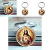 Moderne minimalistische Glaslegierung Schlüsselanhänger mit Herz Jesus Charakter Anhänger zum Verschenken