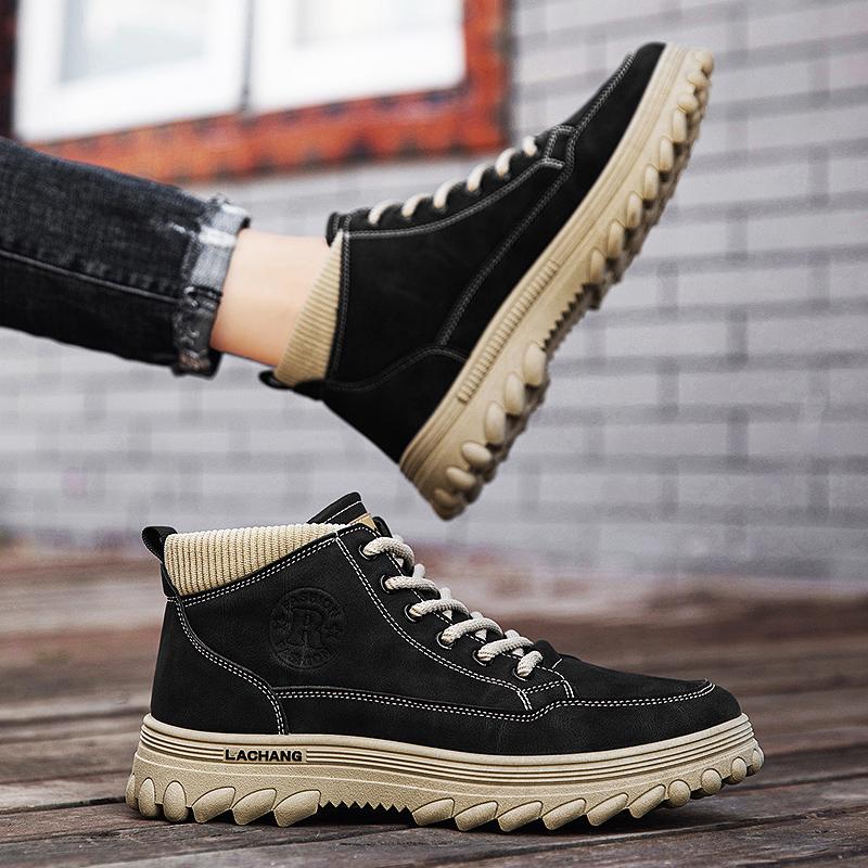 New Fashion Autumn And Winter Men's High Top Martin Boots Students Male Boys Trending Soft Sole Work Shoes Labor Protection Martin Sneakers