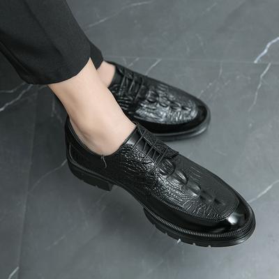 Mode Luxusmarke Krokodilmuster Herren Business Formelle Schuhe Dicksohlige Schnürschuhe Arbeitskleidungsschuhe Herren Leder Freizeitschuhe