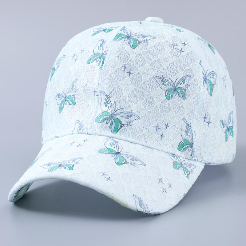 

Lace Butterfly Print Decorative Baseball Cap, Spring and Summer Breathable Sports Sun Hat Adjustable світло-зелений колір