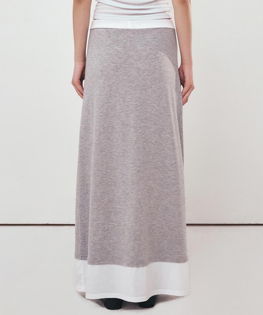 Nigaennikol Double Layered Long Skirt_Gray