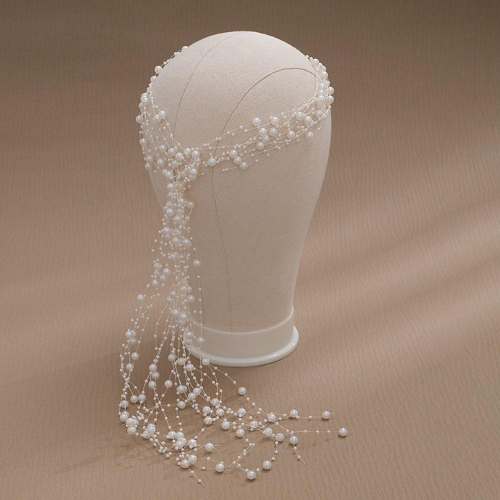 Multi-Layer Bridal Pearl Headband Handmade Women Daily Hair Wear Crystal Pearl Hair Vine Wedding