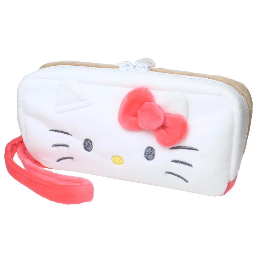 Пенал с изображением лица Hello Kitty и ручкой-пеналом с Hello Kitty и крошечным брелоком