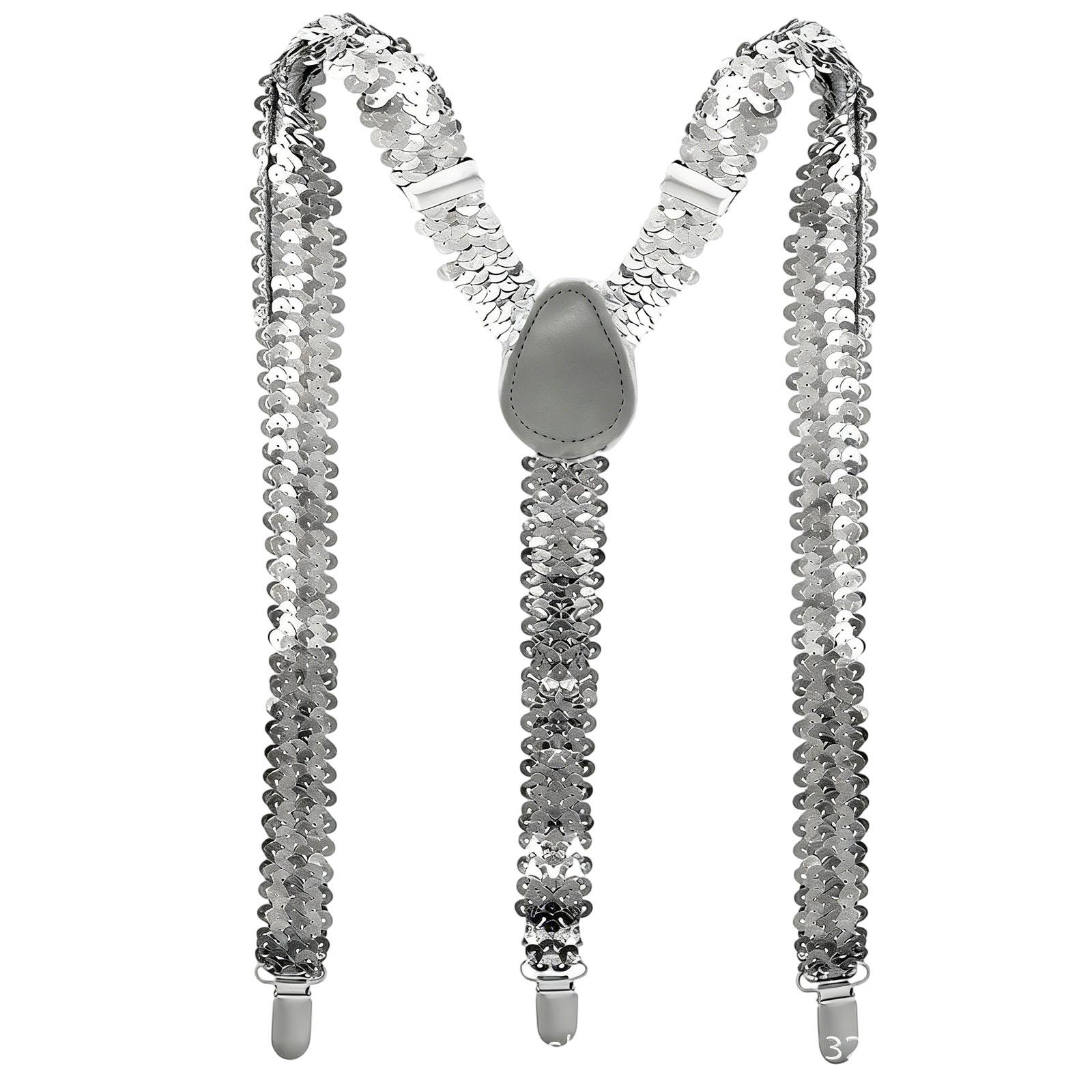 

Sequined Suspenders For Performance One Size срібний