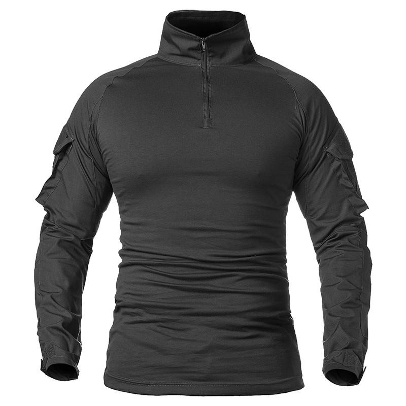 Camicie da combattimento a maniche lunghe uniformi dell'esercito da uomo T-shirt tattica militare in cotone solido