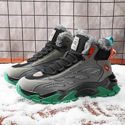 Winter Warm Street Style Men's Snow Boots Height Increasing Light Adult Man Sports Casual Short Plush Shoes Sneakers