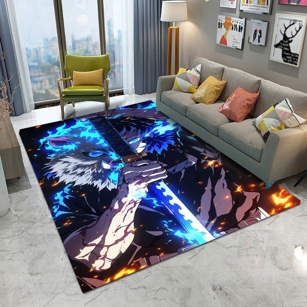  Demon Slayer Blade Carpet Hashibira Inosuke Cartoon Living Room Bedroom Sofa Balcony Entrance Rug Non-slip Mat Home Decor